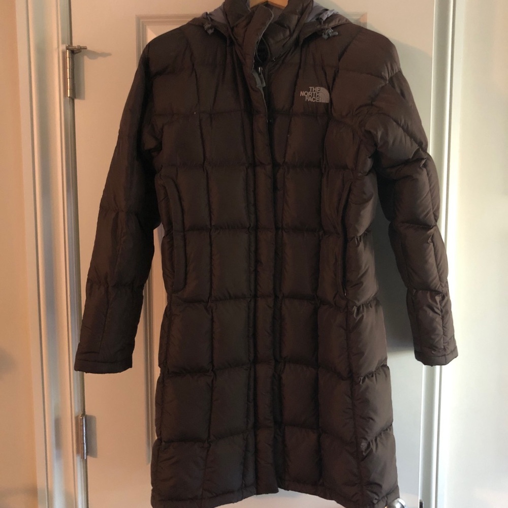 Chocolate Brown North Face Down Jacket - Long